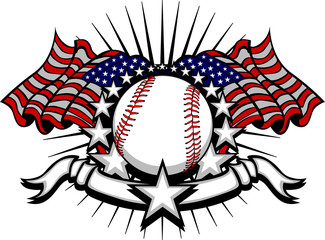 Baseball with Flags and Stars
