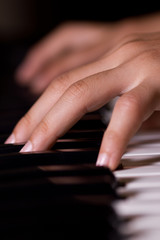 Fototapeta premium Les doigts sur les touches du piano
