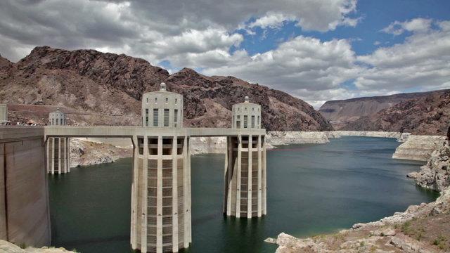 Hoover Dam and Black river canyon camera movement view