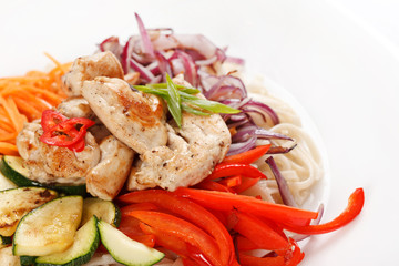 meat with vegetables and noodles