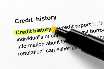 Credit history text highlighted in yellow
