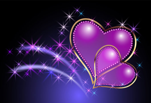 Glowing background with stars and hearts