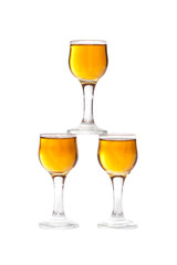 glass wine made from honey vodka isolated on white background