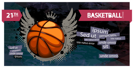 Grunge basketball illustration.