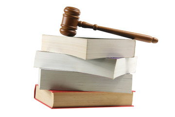 Wooden Gavel on Books