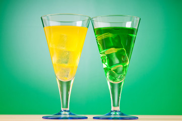 Colourful cocktail in glasses