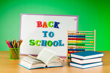 Back to school concept with many items