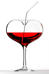 3d heart coctail glass isolated on white