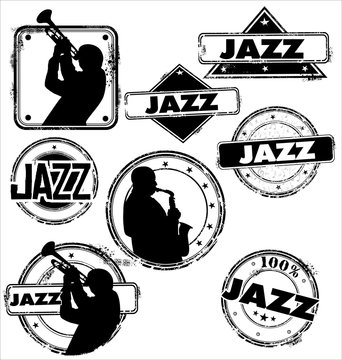 Grunge jazz musician stamps