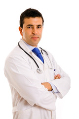 Fototapeta premium young male doctor portrait, isolated on white background