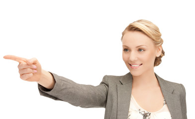 businesswoman pointing her finger