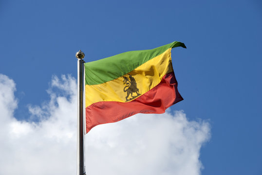 An Ethiopian Flag waving in the breeze
