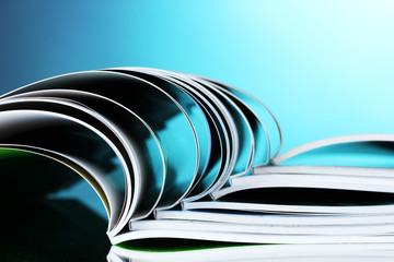 magazine on blue background