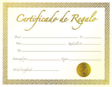 Spanish - Gold Gift Certificate