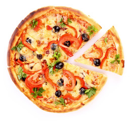 sliced ​​pizza isolated on white