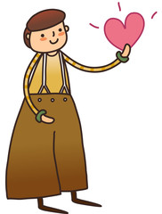 Close-up of boy holding heart shape