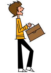 Side view of boy holding bag