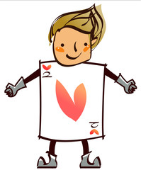 Close-up of boy wearing card