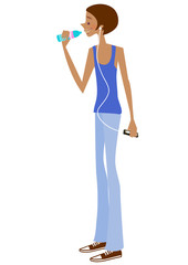 Side view of man listening music