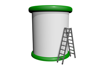 Litfaßsäule mit Leiter