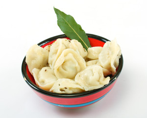 Meat Dumplings - russian pelmeni - with laurel