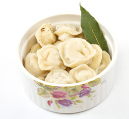 Meat Dumplings - russian pelmeni - with laurel