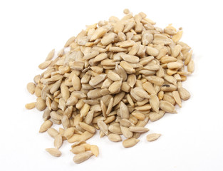 Sunflower seeds isolated on white background