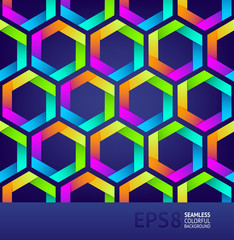 Abstract seamless background with colorful hexagons