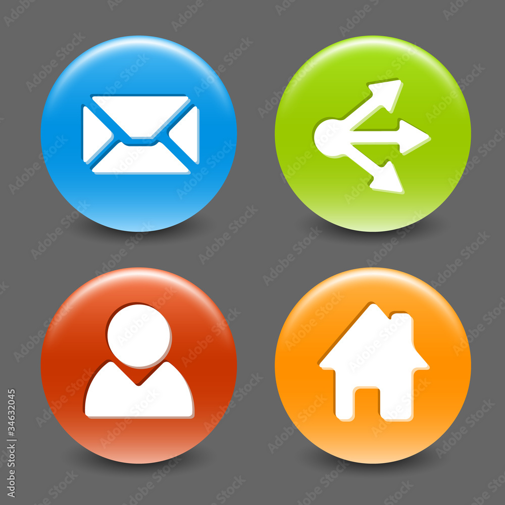 Poster set of colorful vector web circle buttons