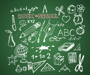 Back to school - set of school doodle vector illustrations