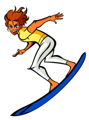 Side view of man on surfboard