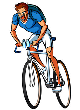 Side view of man riding bicycle