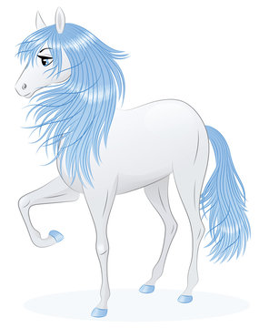 Cute horse with a blue hair.