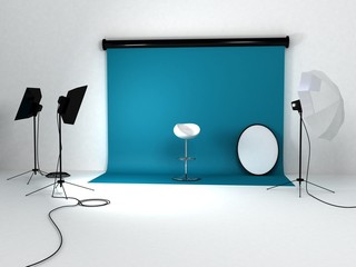 studio with softboxs and reflectors