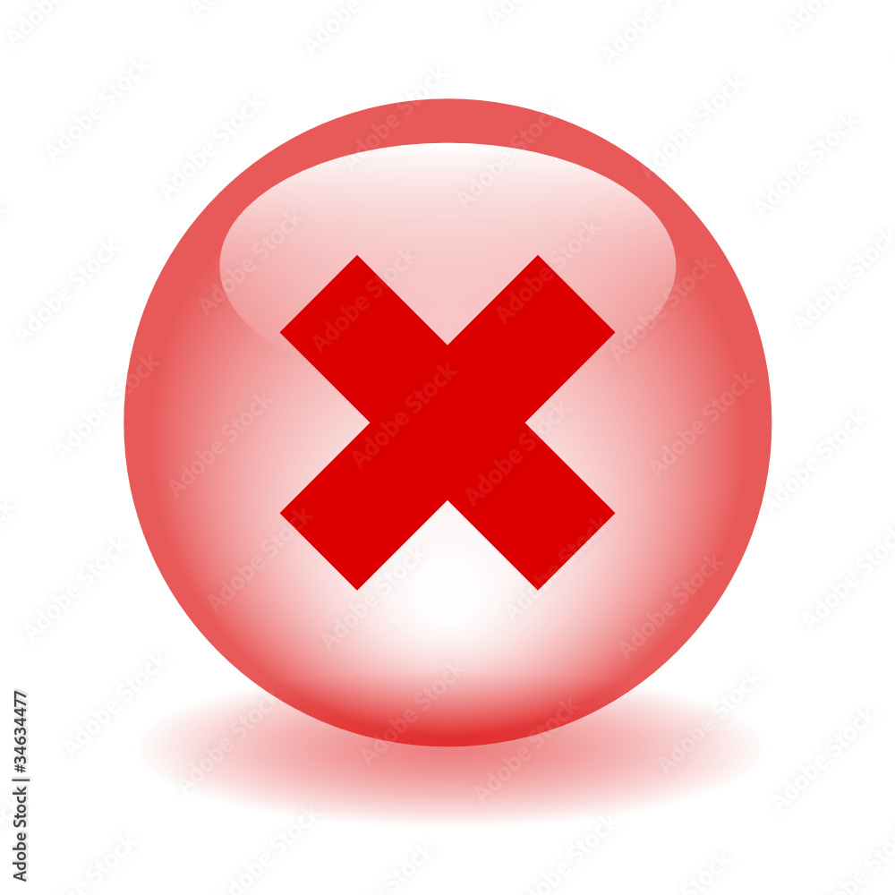 Poster red vector glassy button with close/delete icon