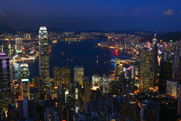 Obraz premium Noc w Hongkongu