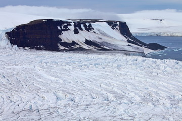Aerial View of Glaciers (flowing into Arctic Ocean)