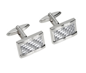 silver cuff link isolated on white