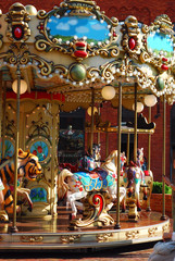 beautiful merry-go-round with horses