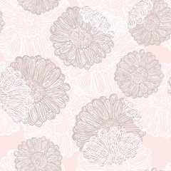 vector seamless pattern with abstract flowers