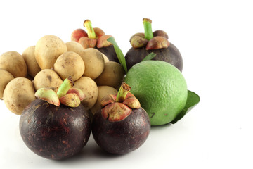 close up  thai fruits isolated on white background