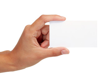 Empty business card in a woman's hand - 34639017