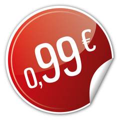 Button Rabatt - 0,99€ euro sparen reduziert rot
