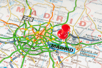 Fototapeta premium Location of Madrid on a map