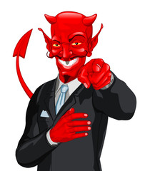 Devil business man wants you - obrazy, fototapety, plakaty