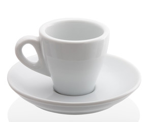 close up of a coffee cup on white background with clipping path