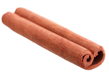 single cinnamon stick isolated on white background
