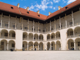 Fototapeta premium Royal castle at Wawel hill, inner yard, Krakow, Poland