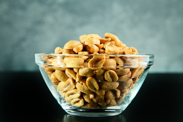 Peanuts in a glass bowl