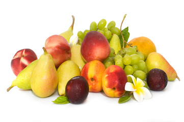 ripe green grape,pears and  ripe mango